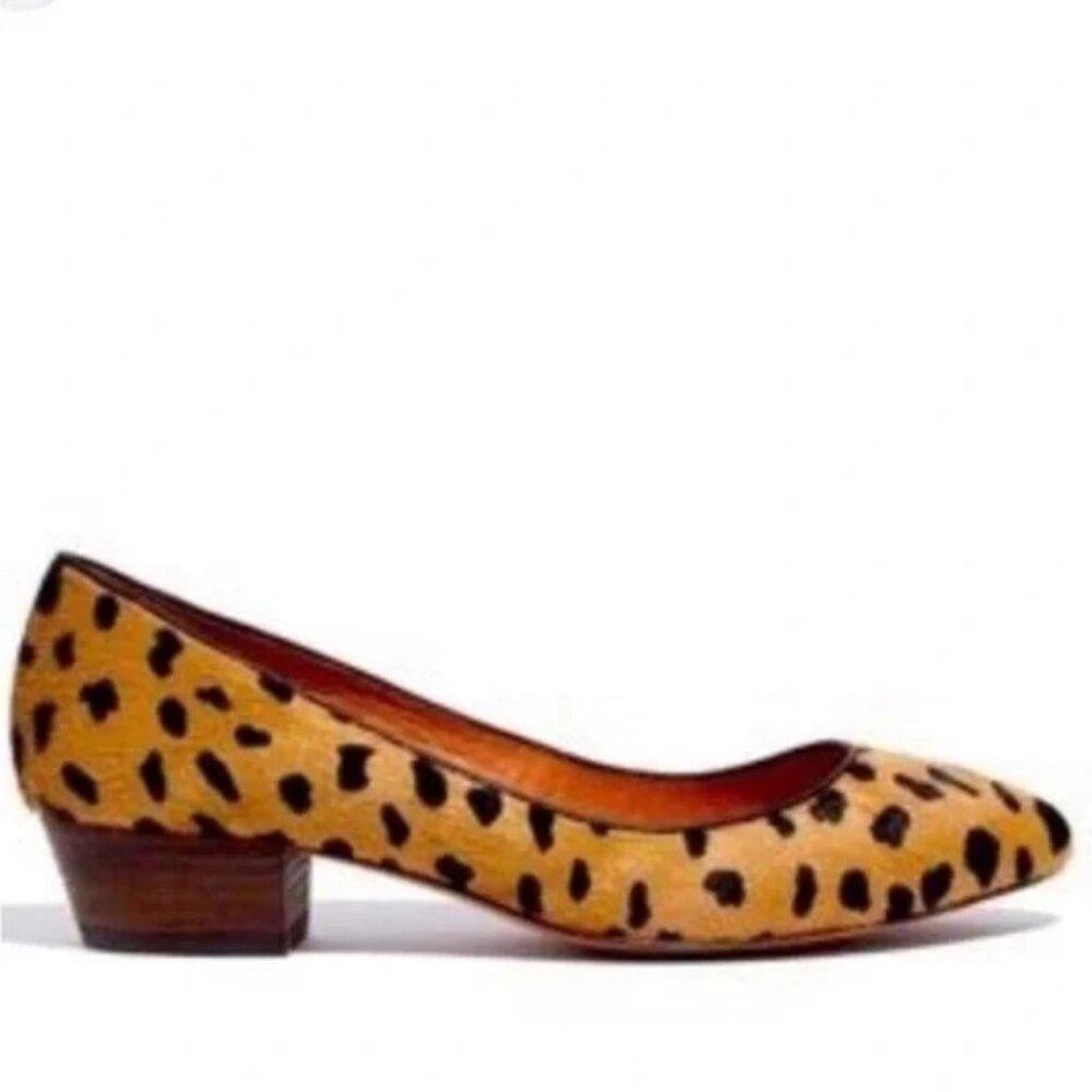 Madewell Quinn Leopard Print Stacked Block Heel Shoes Calf Hair 10 $158